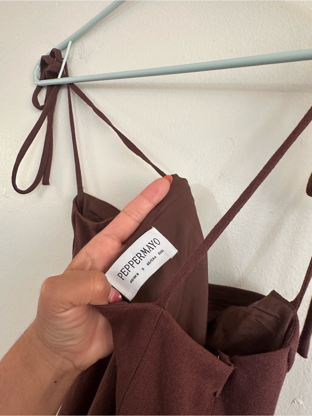 NWOT Peppermayo Giovanna Linen Maxi Dress - Chocolate Drizzle Size S - Picture 6 of 11